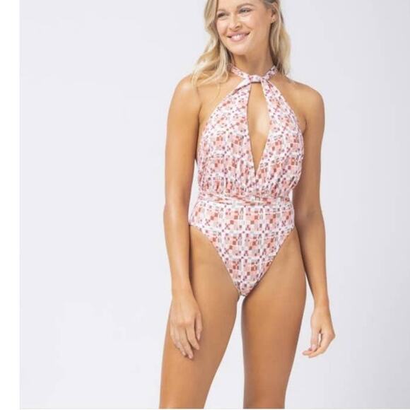 New Anthropologie x L SPACE Allegra One-piece Halter Geo Swimsuit $198 MEDIUM - Picture 7 of 12